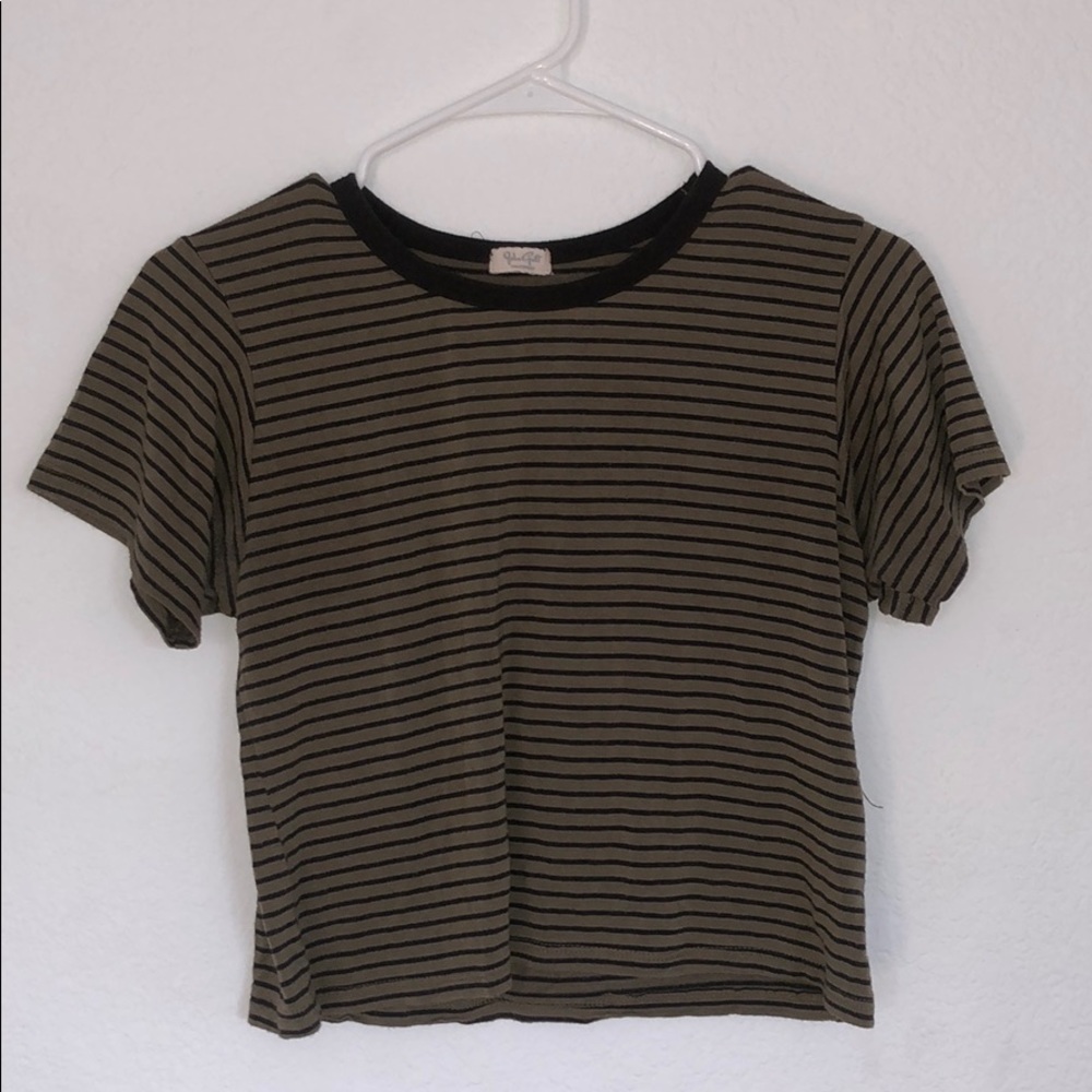 Brandy Melville Army Green Striped Top